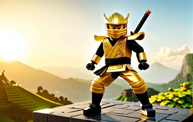 **

"A professional and heroic image of Lloyd Garmadon, the Golden Ninja, in a dynamic pose, fully clothed in his golden ninja gi, standing atop a temple overlooking a serene Ninjago landscape. The sun is rising, casting a warm, golden glow. Safe for work, appropriate content, perfect anatomy, correct proportions, family-friendly, high-quality rendering, professional lighting."

**