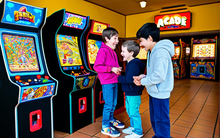 Ninjago Team at the Arcade**

"The Ninjago team - Kai, Jay, Zane, Cole, Lloyd, and Nya - fully clothed in their ninja gi's but with casual modifications (e.g., Jay wearing a hoodie over his gi), are laughing and playing arcade games in a brightly lit, family-friendly arcade. The arcade is filled with colorful machines and other kids are enjoying themselves in the background. Safe for work, appropriate content, modest, professional digital art, perfect anatomy, natural proportions, well-formed hands, proper finger count."

**