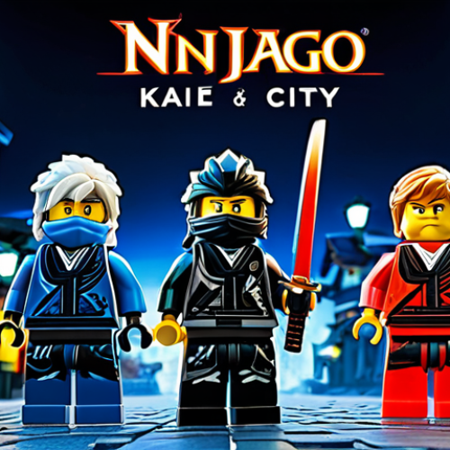 Home 14 **Ninjago Team Portrait:** "The six Ninjago ninja (Kai, Jay, Zane, Cole, Nya, Lloyd) standing together heroically in Ninjago City, fully clothed in their ninja gi, appropriate attire, safe for work, perfect anatomy, vibrant colors, dynamic pose, family-friendly, professional lighting."