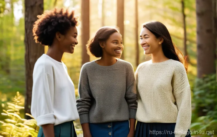 닌자고 캐릭터의 친구 관계 - **Invisible Threads of Trust: A Moment of Shared Support**
    A group of five diverse friends, appe...