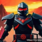 Home 21 닌자고 악당들의 철학 - A powerful villain from Ninjago standing atop a dark fortress at twilight, clad in intricate, dark a...